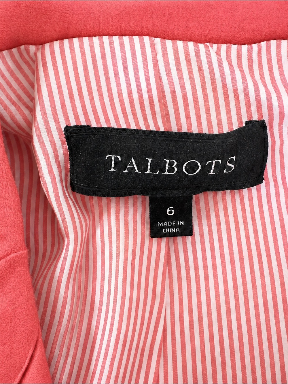 Talbots Coral Pink Cotton Blend 3-Button Tailored Blazer Jacket Size 6 - Picture 6 of 6